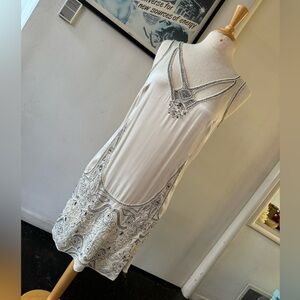 Silk Burning Torch Mini Dress with beading handwork size M